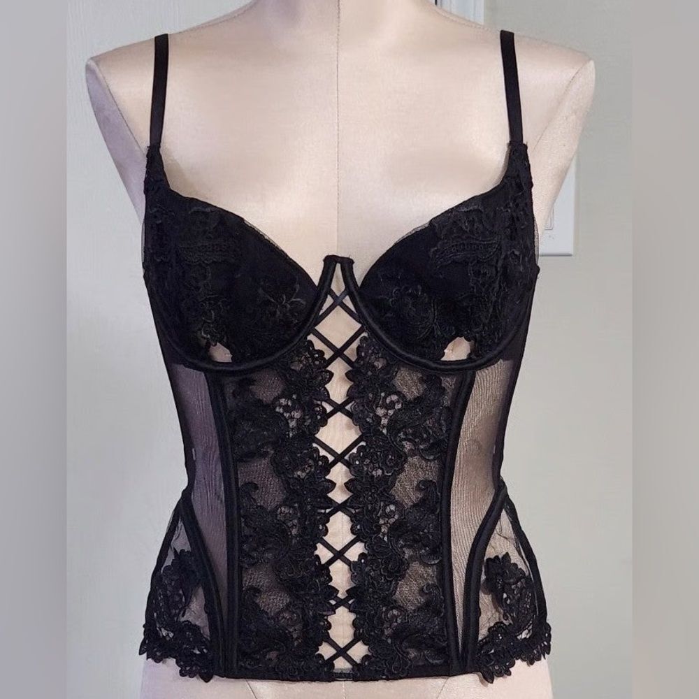Victoria’s Secret NEW Black Bustier Lace Corset Designer